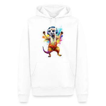 Un suricate avec des écouteurs danse au son de la musique - Sweat à capuche Premium bio Homme - blanc - Devant - Nico (187cm)