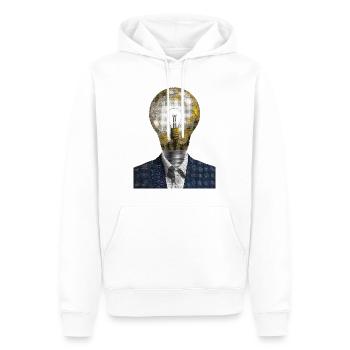 Businessman with light bulb as head - Men’s Premium Organic Hoodie - white - Front - Nico (187cm)
