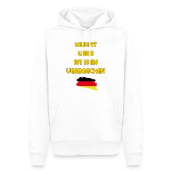 Heimatliebe ist kein verbrechen - Männer Premium Bio Hoodie - Weiß - Vorne - Nico (187cm)
