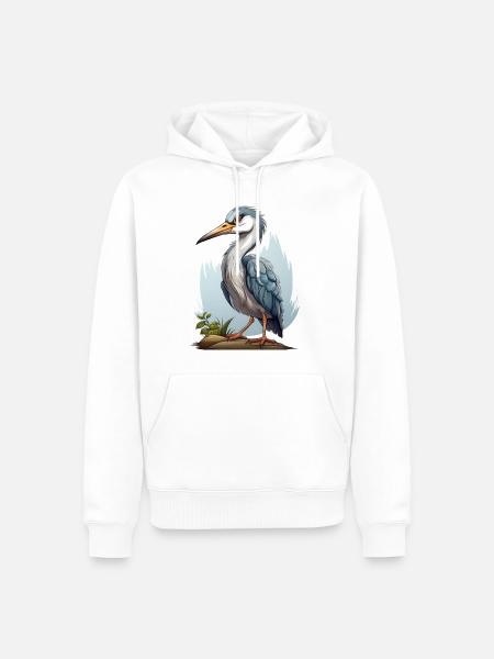 Graureiher Illustration - Männer Premium Bio Hoodie - Weiß