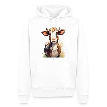 Vache mignonne et heureuse - Sweat à capuche Premium bio Homme - blanc - Devant - Nico (187cm)