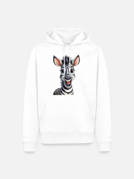 Glückliches Zebra - Männer Premium Bio Hoodie - Weiß