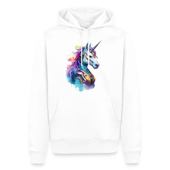 Licorne futuriste - Sweat à capuche Premium bio Homme - blanc - Devant - Nico (187cm)