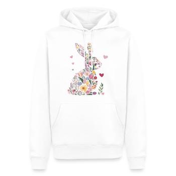 Fleurs de lapin de Pâques Coeurs de printemps - Sweat à capuche Premium bio Homme - blanc - Devant - Nico (187cm)