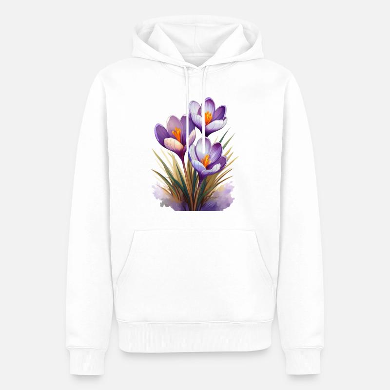 Crocus - Sweat à capuche Premium bio Homme - blanc