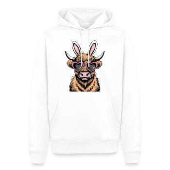 Vache lapin de Pâques Bovins écossais des Highlands - Sweat à capuche Premium bio Homme - blanc - Devant - Nico (187cm)