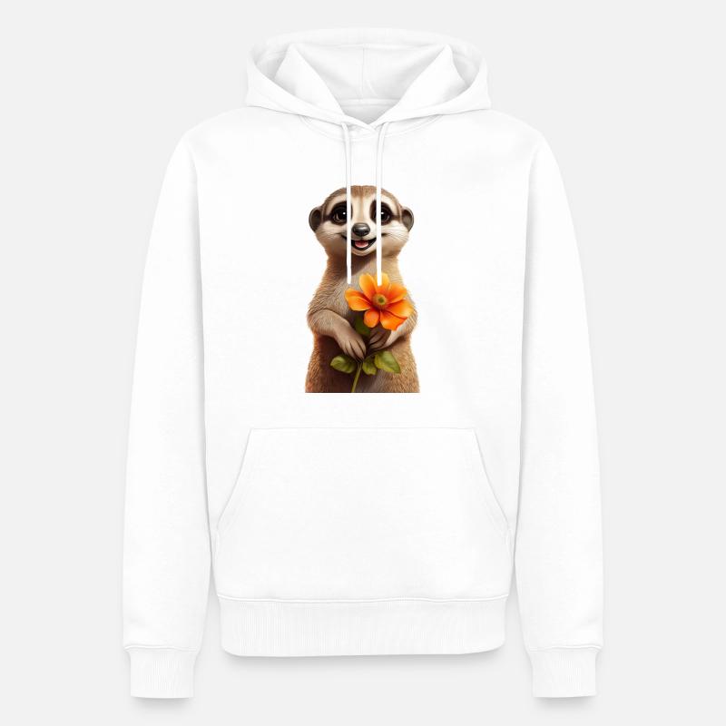 Suricate avec fleur - Sweat à capuche Premium bio Homme - blanc