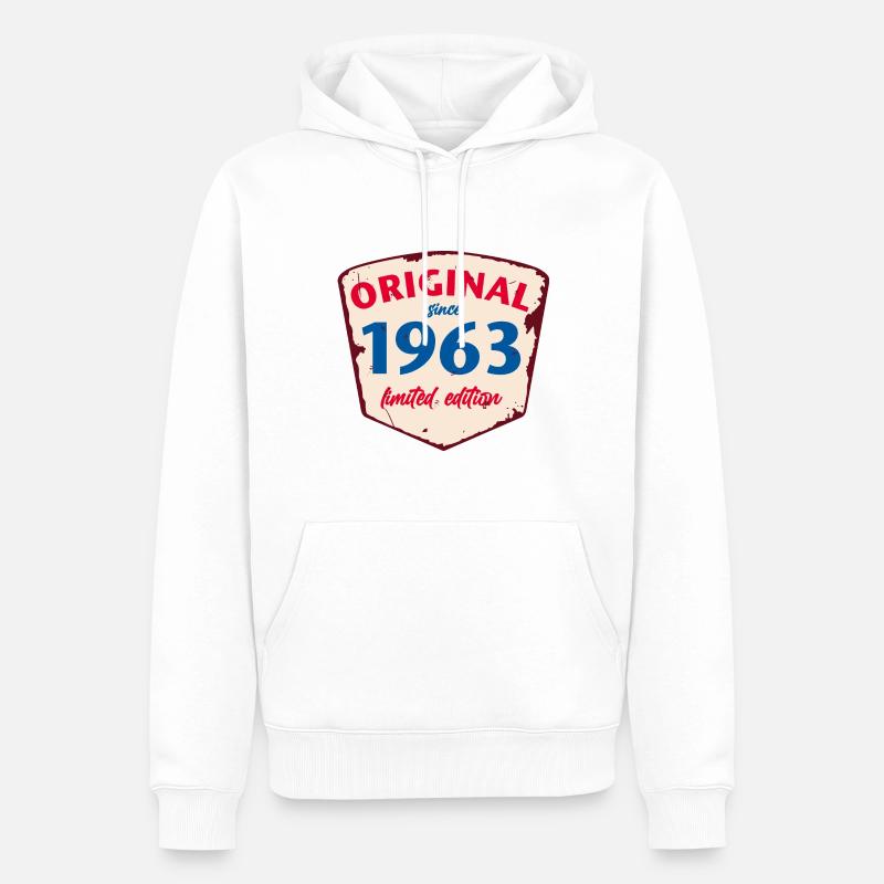 1963 Blechschild - édition chaulée - Millésime - Sweat à capuche Premium bio Homme - blanc