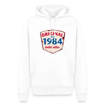 1984 Blechschild - limeted edition - Vintage - Männer Premium Bio Hoodie - Weiß - Vorne - Nico (187cm)
