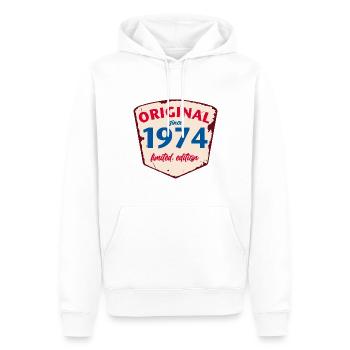 1974 Blechschild - limeted edition - Vintage - Männer Premium Bio Hoodie - Weiß - Vorne - Nico (187cm)