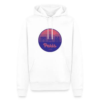 Paris, ville de l’amour – Tour Eiffel Design - Sweat à capuche Premium bio Homme - blanc - Devant - Nico (187cm)