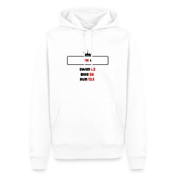 T shirt triathlon Distance L - Sweat à capuche Premium bio Homme - blanc - Devant - Nico (187cm)