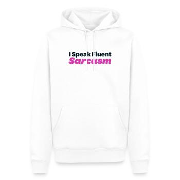 Ich spreche fließend Sarkasmus - Männer Premium Bio Hoodie - Weiß - Vorne - Nico (187cm)