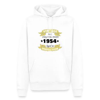Vintage 1954 70 ans aged to perfection - Sweat à capuche Premium bio Homme - blanc - Devant - Nico (187cm)