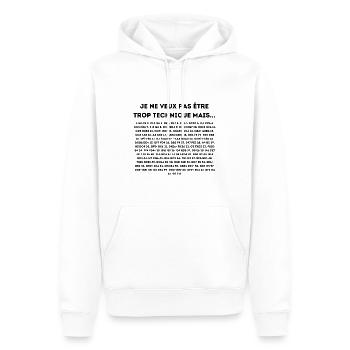 Cadeau échec humour joueur échec echecs - Sweat à capuche Premium bio Homme - blanc - Devant - Nico (187cm)