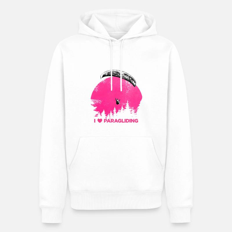 I ♥️ Parapente rose - Sweat à capuche Premium bio Homme - blanc