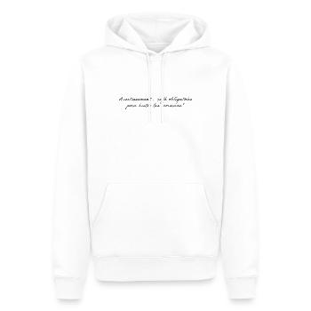Avertissement café ou... - Sweat à capuche Premium bio Homme - blanc - Devant - Nico (187cm)