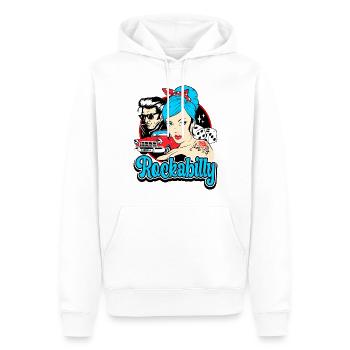 Rockabilly Pin-Up Vintage Rocker Retro - Männer Premium Bio Hoodie - Weiß - Vorne - Nico (187cm)