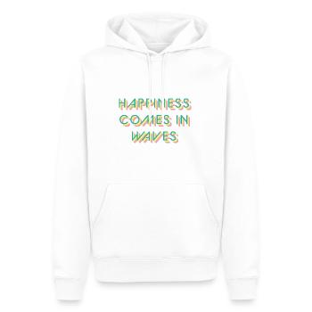 Typo 'Le bonheur vient par vagues' Karma Balance Candy - Sweat à capuche Premium bio Homme - blanc - Devant - Nico (187cm)