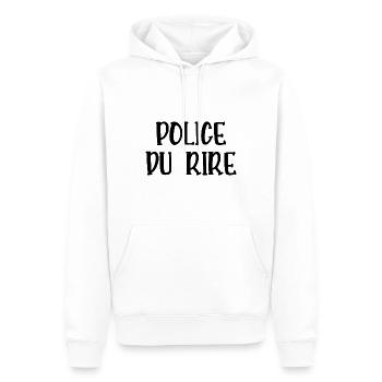 police du rire - Sweat à capuche Premium bio Homme - blanc - Devant - Nico (187cm)