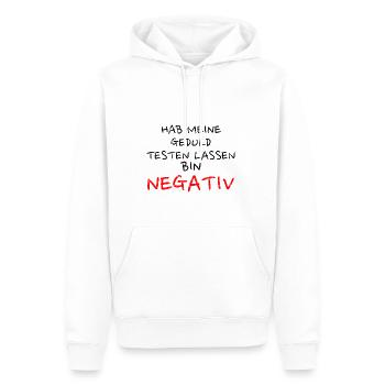 Hab Meine Geduld Testen lassen. Bin negativ. - Männer Premium Bio Hoodie - Weiß - Vorne - Nico (187cm)