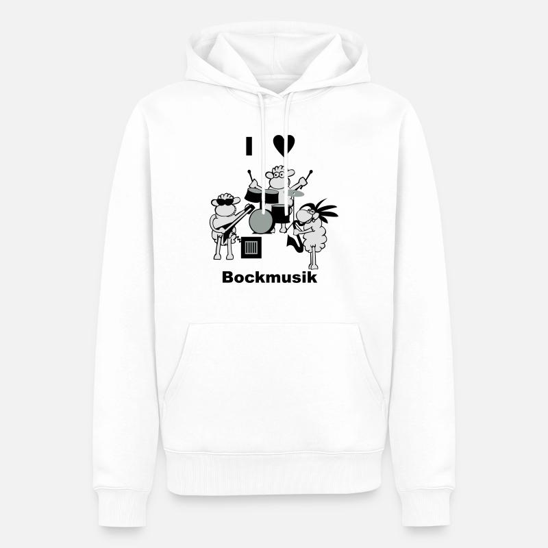 j'aime Bock Musique - Sweat à capuche Premium bio Homme - blanc