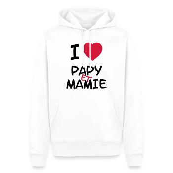 I Love Papy et Mamie - Sweat à capuche Premium bio Homme - blanc - Devant - Nico (187cm)