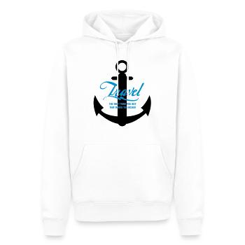 TRAVEL ANCHOR - Men’s Premium Organic Hoodie - white - Front - Nico (187cm)