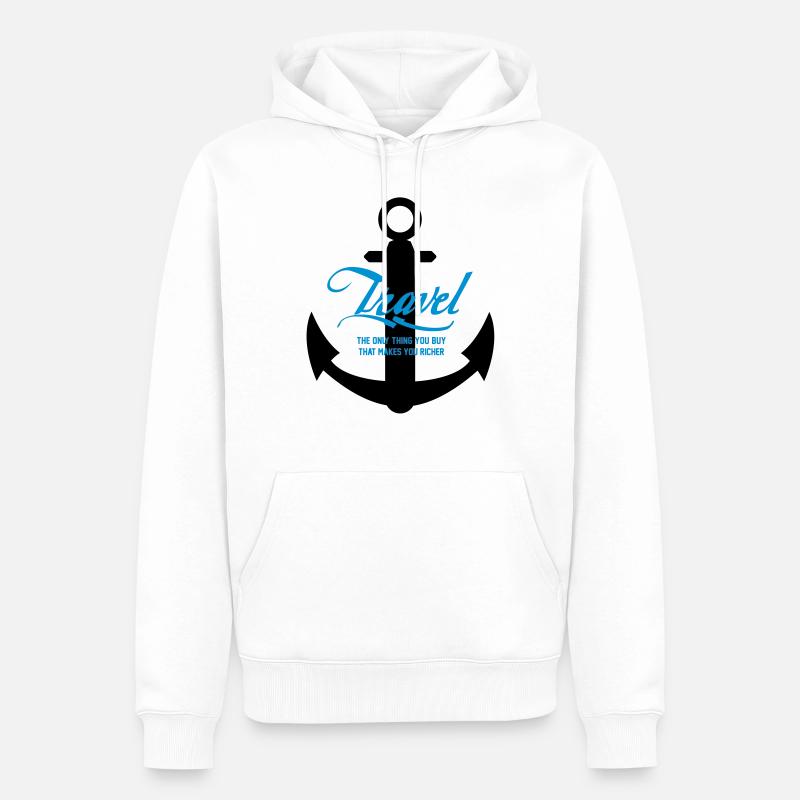 TRAVEL ANKER - Männer Premium Bio Hoodie - Weiß