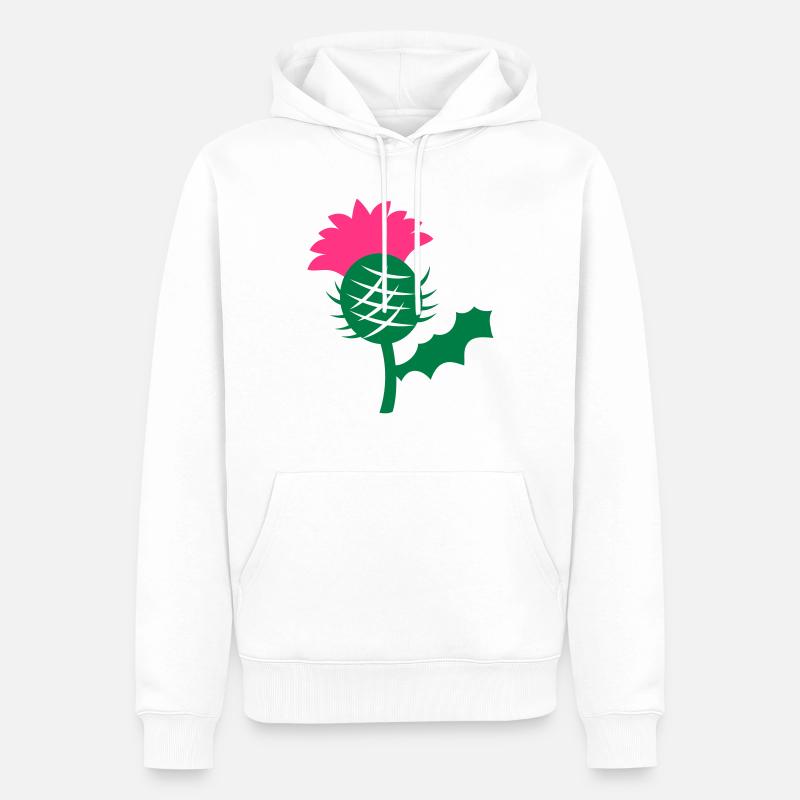 seule fleur de tête de chardon écossais Ecosse - Sweat à capuche Premium bio Homme - blanc
