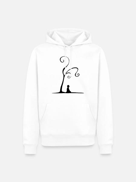 meditation under tree - Sweat à capuche Premium bio Homme - blanc