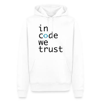dans le code, nous l'espérons, développeur, codeur - Sweat à capuche Premium bio Homme - blanc - Devant - Nico (187cm)