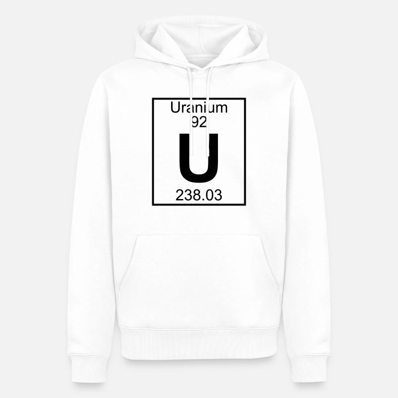 Periodic Element 92 - U (uranium) - BIG - Sweat à capuche Premium bio Homme - blanc