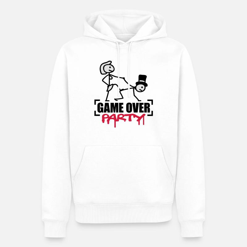 Game Over Party - Sweat à capuche Premium bio Homme - blanc