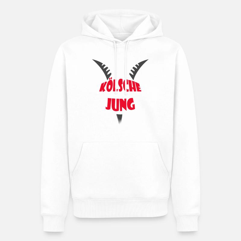 KÖLSCHE JUNG - Geißbock Design - Männer Premium Bio Hoodie - Weiß