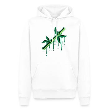 bamboo graffiti drops plant stem tree leaves - Men’s Premium Organic Hoodie - white - Front - Nico (187cm)