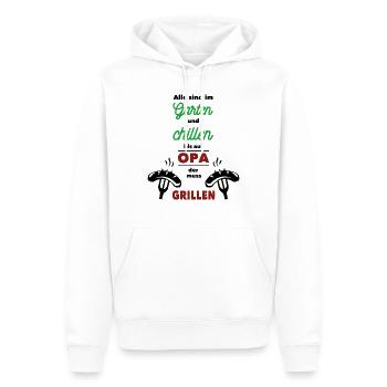 Opa muss grillen - schwarz - Männer Premium Bio Hoodie - Weiß - Vorne - Nico (187cm)