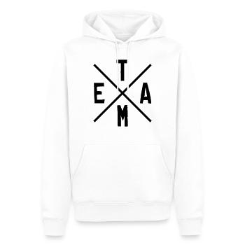 team stylisch - Männer Premium Bio Hoodie - Weiß - Vorne - Nico (187cm)
