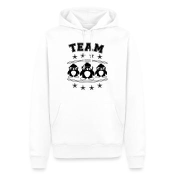 Équipe Pingouins Amis - Sweat à capuche Premium bio Homme - blanc - Devant - Nico (187cm)