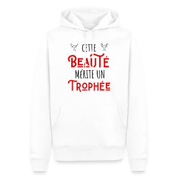 cette beauté mérite un trophée - Sweat à capuche Premium bio Homme - blanc - Devant - Nico (187cm)