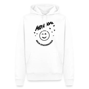 Mon ami mein Spassmacher | mein Freund Design - Männer Premium Bio Hoodie - Weiß - Vorne - Nico (187cm)