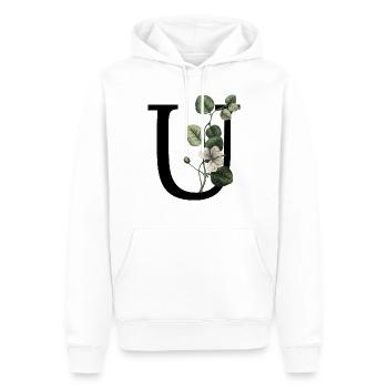 lettre u botanique vert - Sweat à capuche Premium bio Homme - blanc - Devant - Nico (187cm)