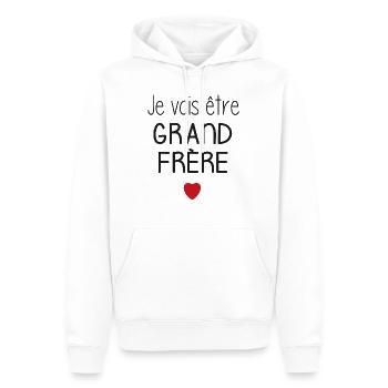 Je vais être grande frère - cœur - Sweat à capuche Premium bio Homme - blanc - Devant - Nico (187cm)