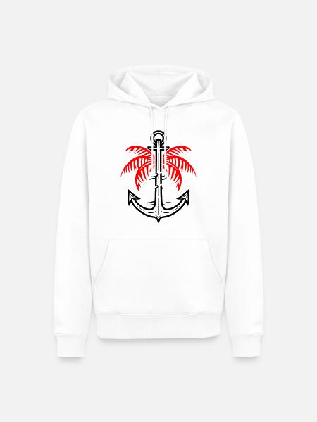Palm Tree Anchor Icon - Men’s Premium Organic Hoodie - white