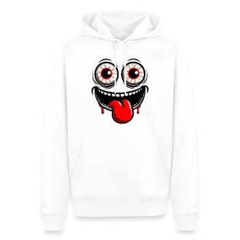 Halloween monstre fantôme effrayant langue visage - Sweat à capuche Premium bio Homme - blanc - Devant - Nico (187cm)