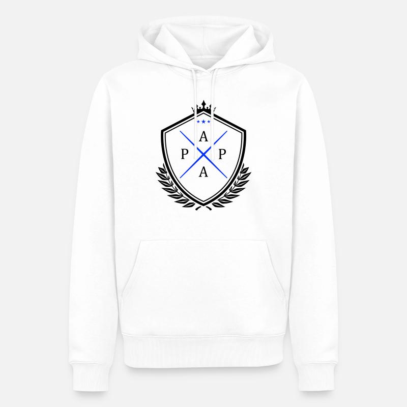 Écusson de papa papa - Sweat à capuche Premium bio Homme - blanc
