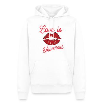 L’amour sans frontières - Sweat à capuche Premium bio Homme - blanc - Devant - Nico (187cm)