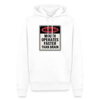 Mouth operates faster.Than Brain - Männer Premium Bio Hoodie - Weiß - Vorne - Nico (187cm)