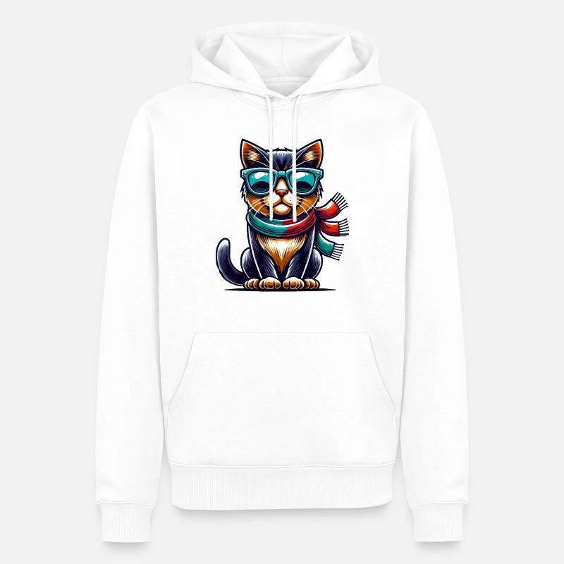 katze sonnenbrille comic - Männer Premium Bio Hoodie - Weiß
