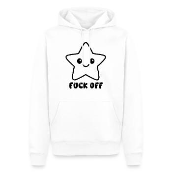 Fuck off - Men’s Premium Organic Hoodie - white - Front - Nico (187cm)